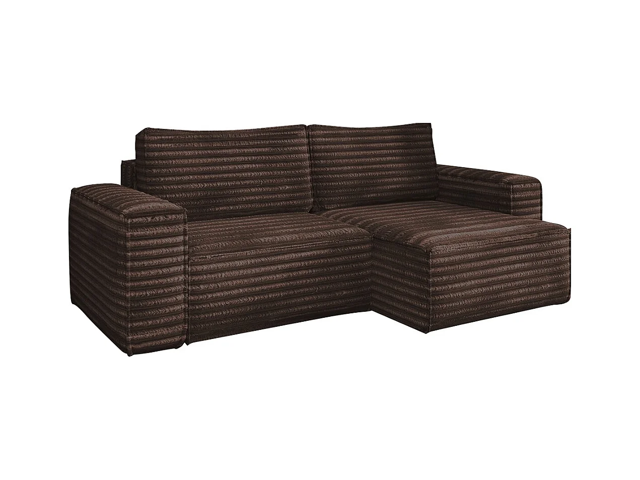 L-förmiges Bohoo-Ecksofa mit Schlaffunktion, Stoff Velo, Braun, Rechts