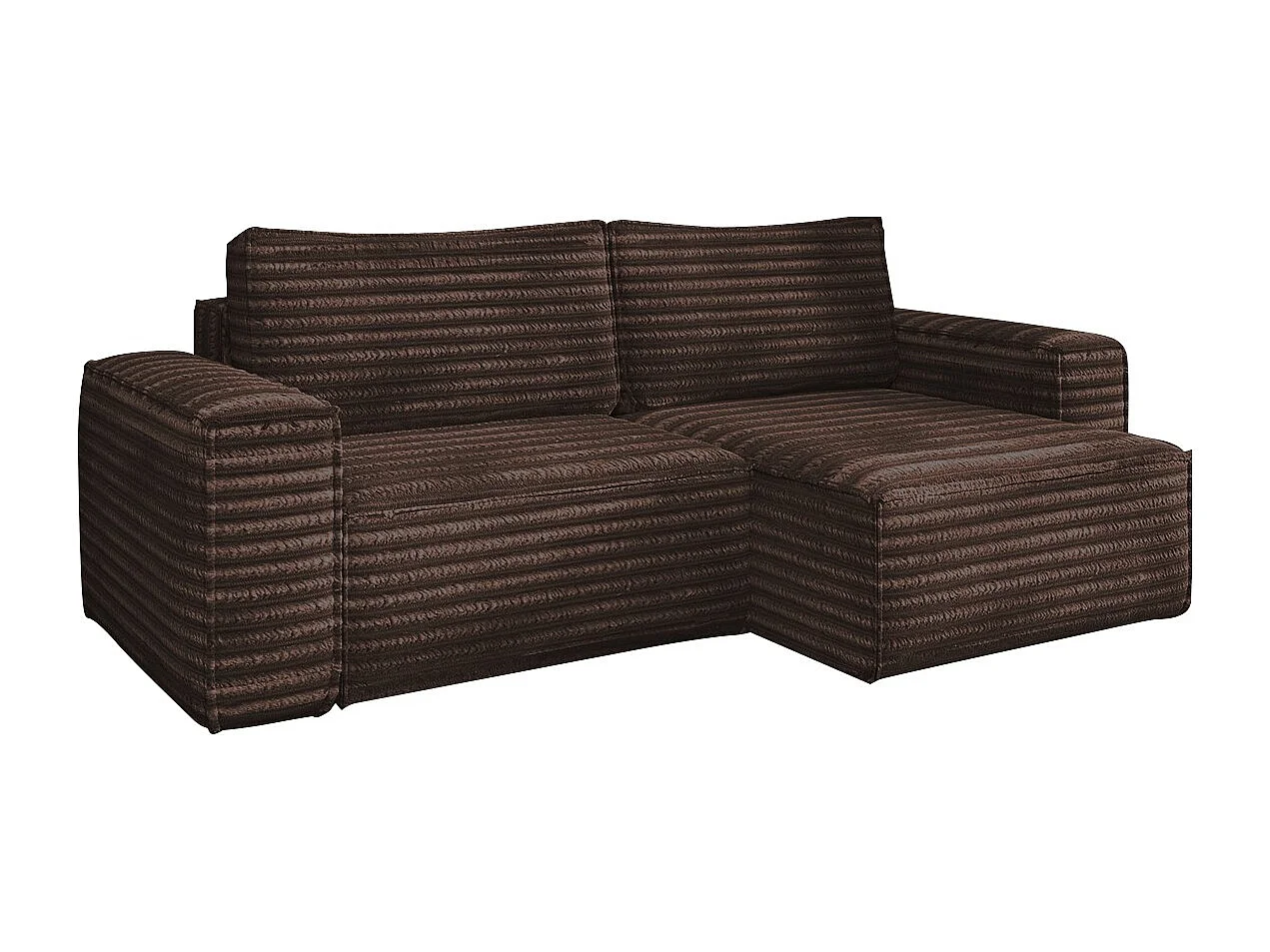 L-förmiges Bohoo-Ecksofa mit Schlaffunktion, Stoff Velo, Braun, Rechts