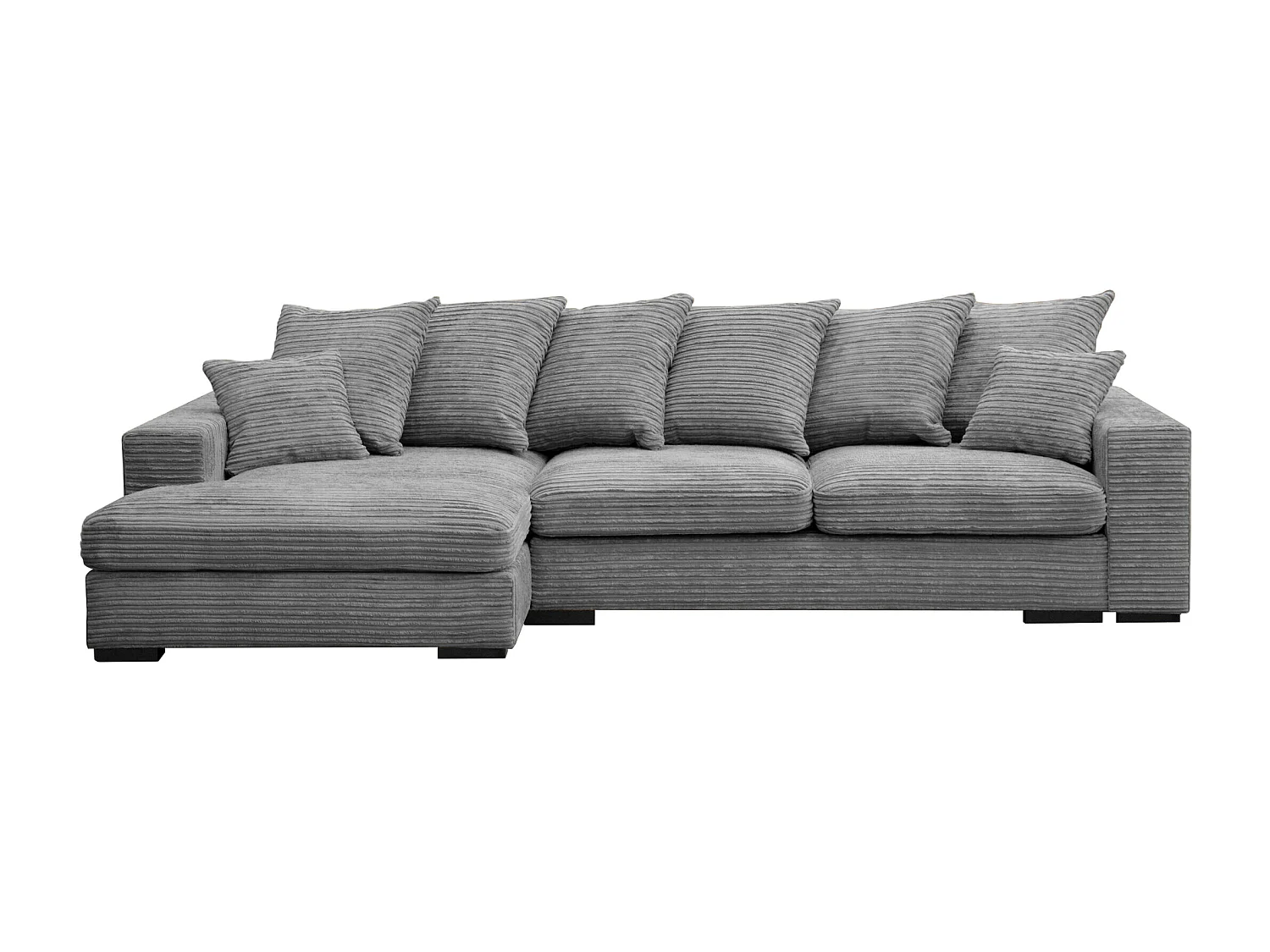 Canapé d'angle avec fonction couchage et coffre de lit, Canapé forme L, Canapé forme L tissu Gabon Zoom Gris Gauche