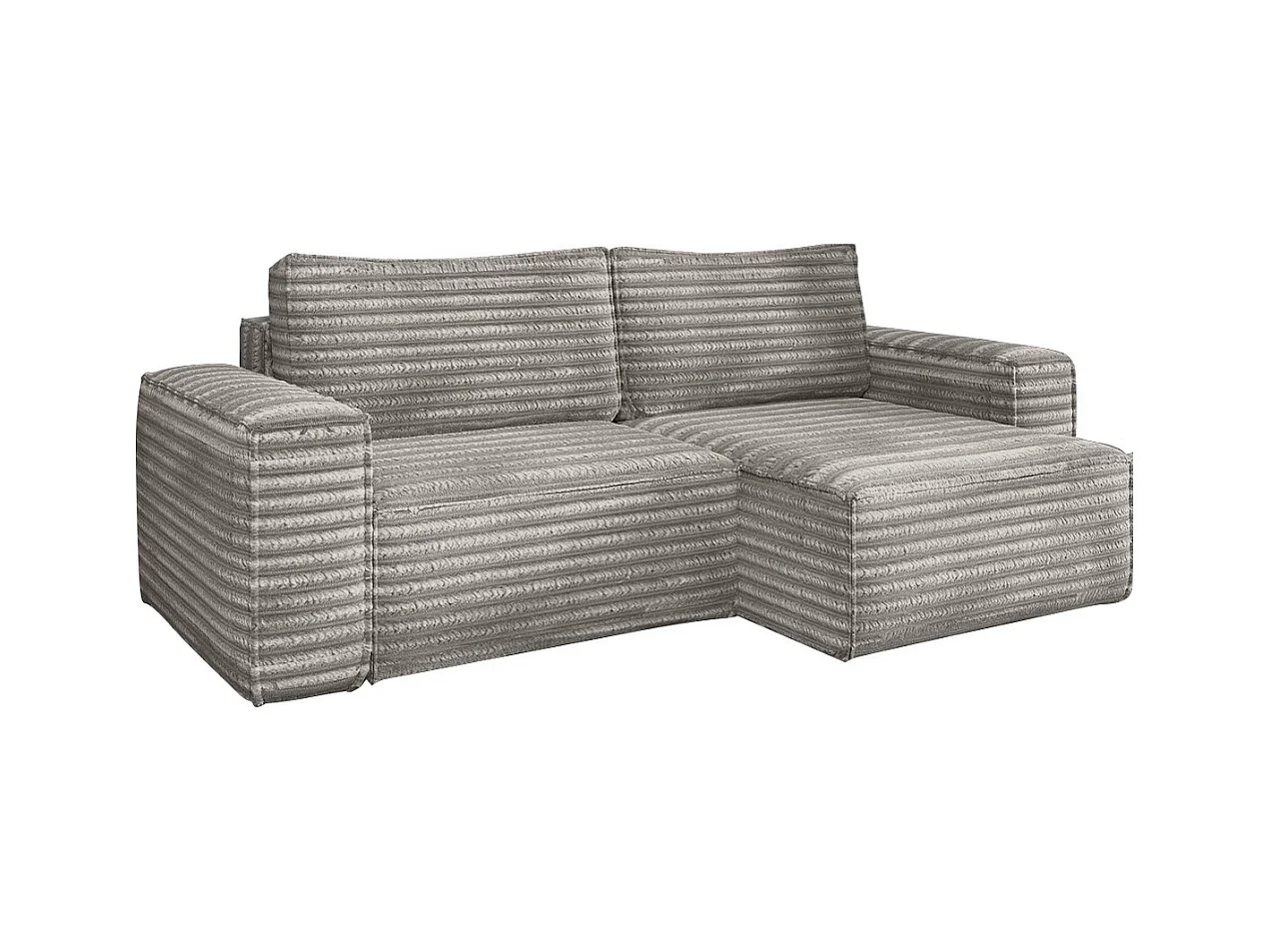 L-förmiges Bohoo-Ecksofa mit Schlaffunktion, Stoff Velo, Grau, Rechts