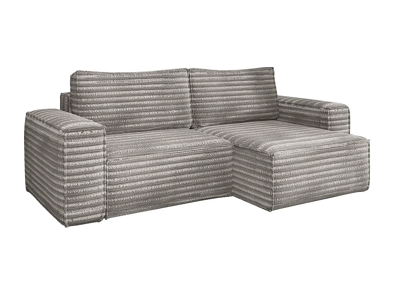 L-förmiges Bohoo-Ecksofa mit Schlaffunktion, Stoff Velo, Grau, Rechts