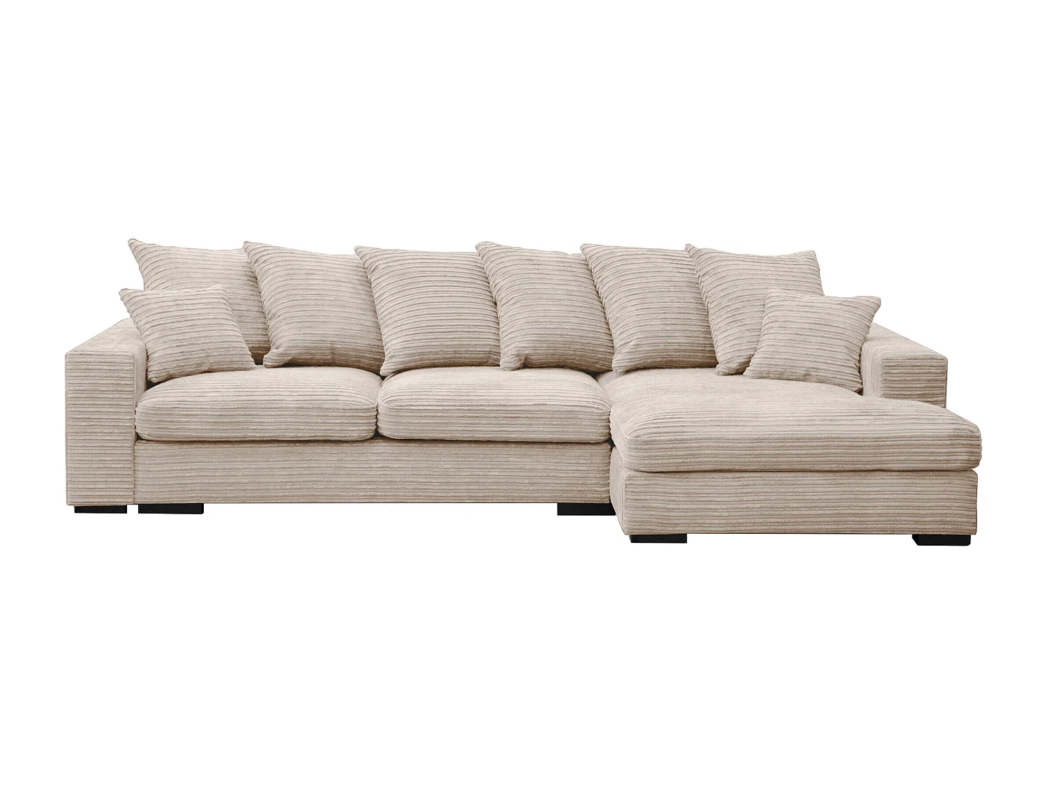 Canapé d'angle avec fonction couchage et coffre de lit, Canapé forme L, Canapé forme L tissu Gabon Zoom Crème Droite