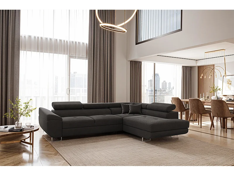 Ecksofa FALIO L-Form mit Schlaffunktion, Stoff Noel, Graphit, Rechts