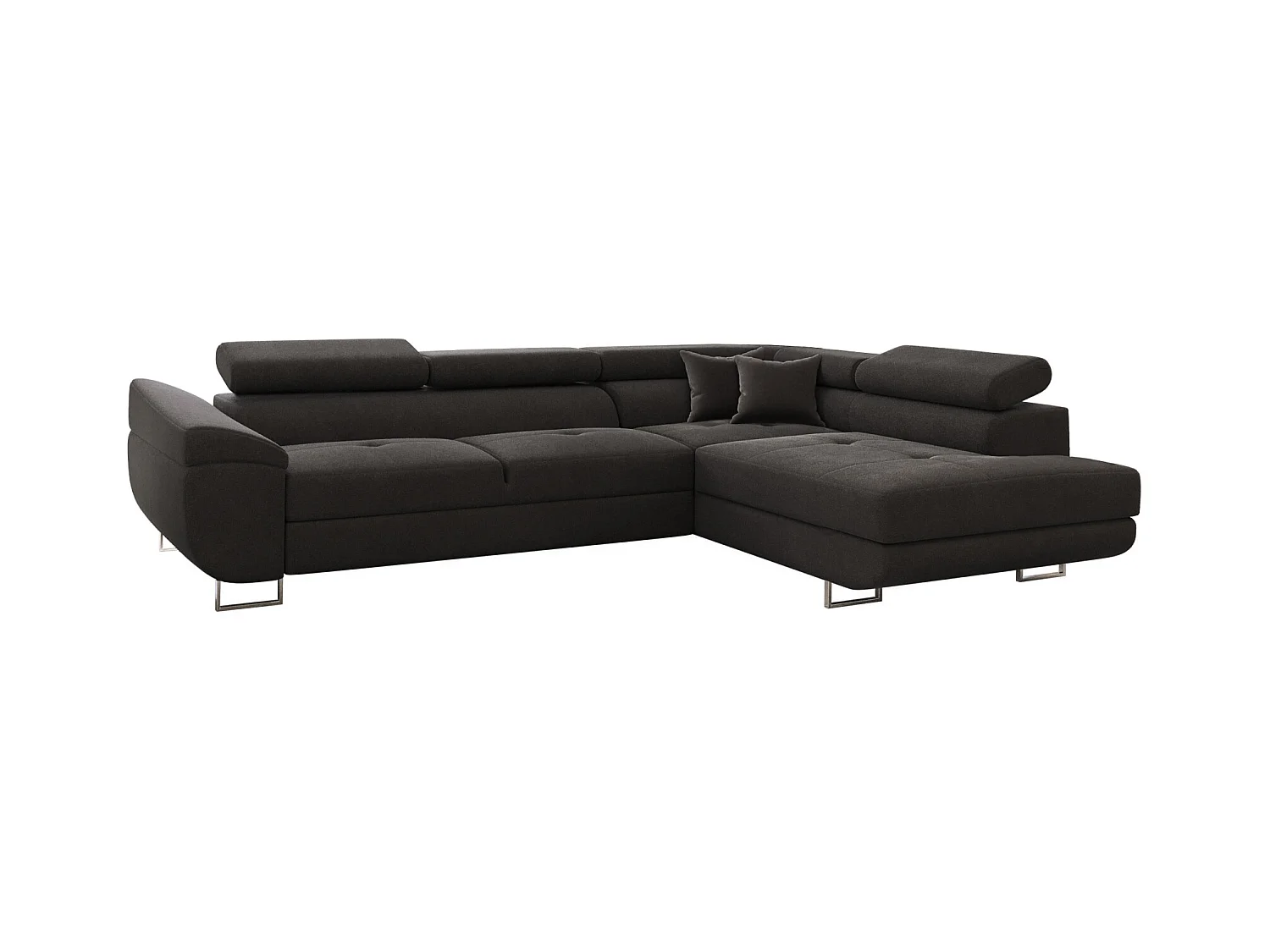 Canapé d'angle en L FALIO avec fonction couchage, tissu Noel, graphite, droit