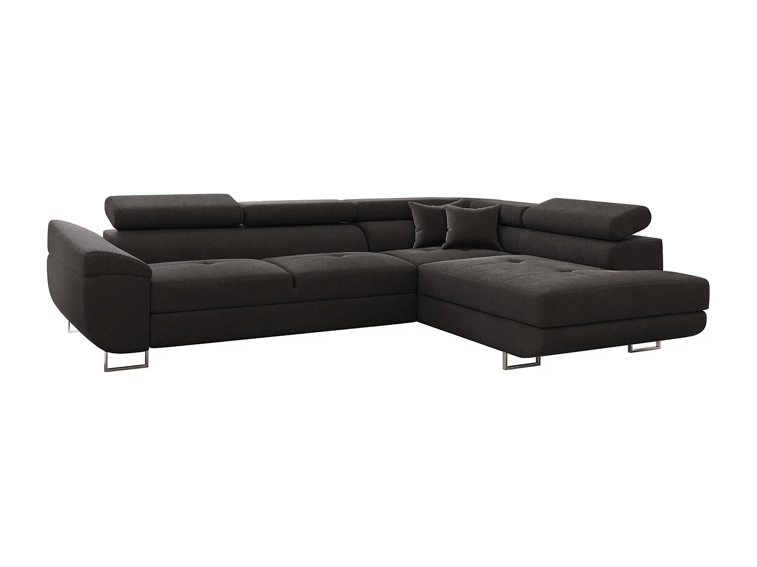 Canapé d'angle en L FALIO avec fonction couchage, tissu Noel, graphite, droit