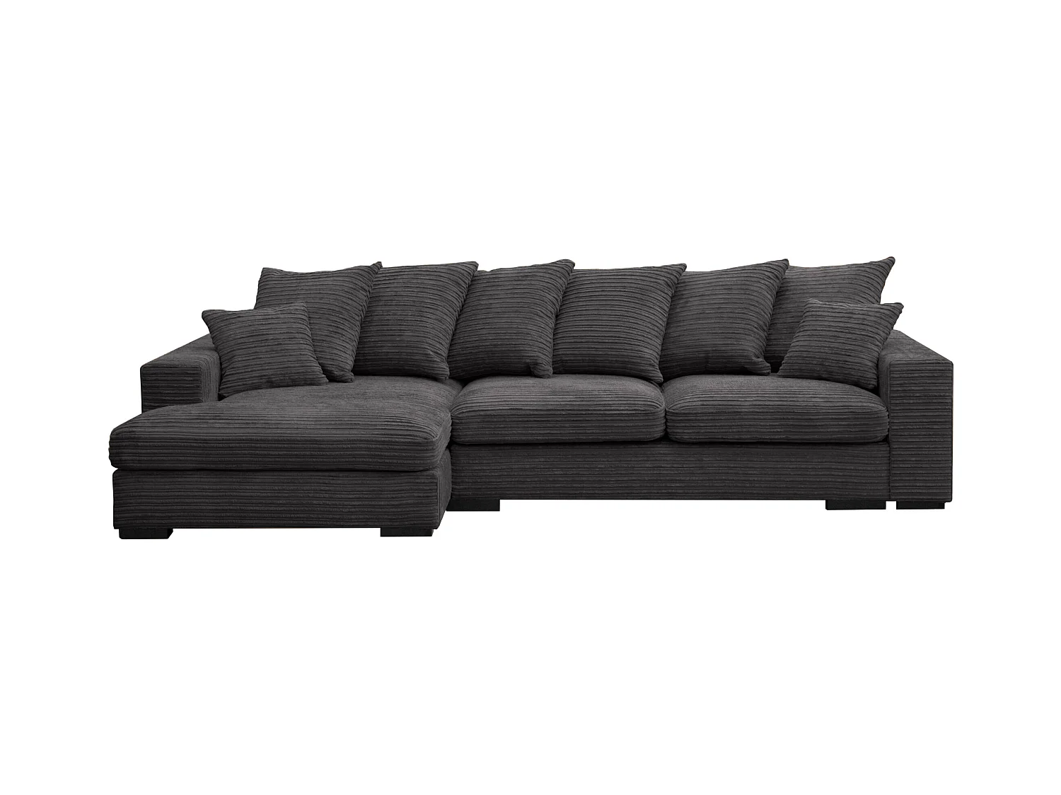 Canapé d'angle avec fonction couchage et coffre de lit, Canapé forme L, Canapé forme L tissu Gabon Zoom Graphite Gauche