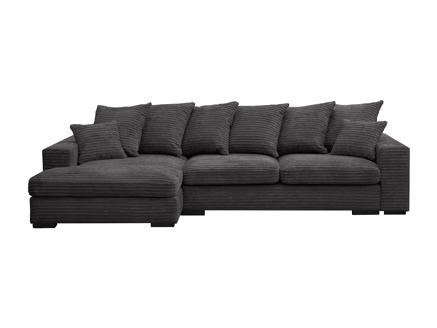 Canapé d'angle avec fonction couchage et coffre de lit, Canapé forme L, Canapé forme L tissu Gabon Zoom Graphite Gauche