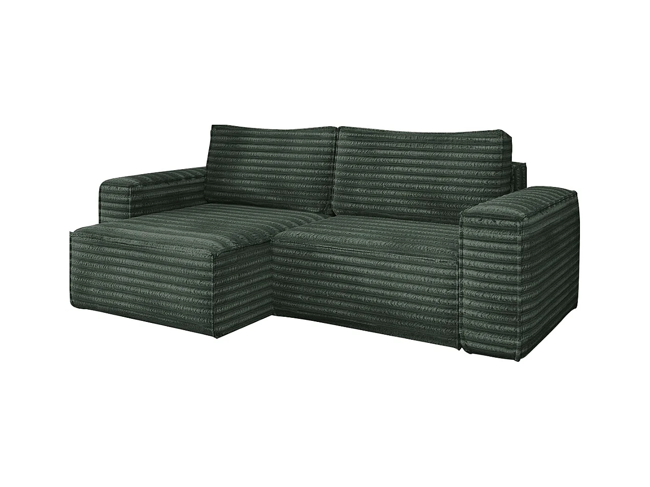 L-förmiges Bohoo-Ecksofa mit Schlaffunktion, Stoff Velo, Grün, Links