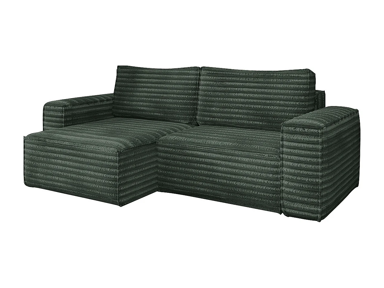 L-förmiges Bohoo-Ecksofa mit Schlaffunktion, Stoff Velo, Grün, Links