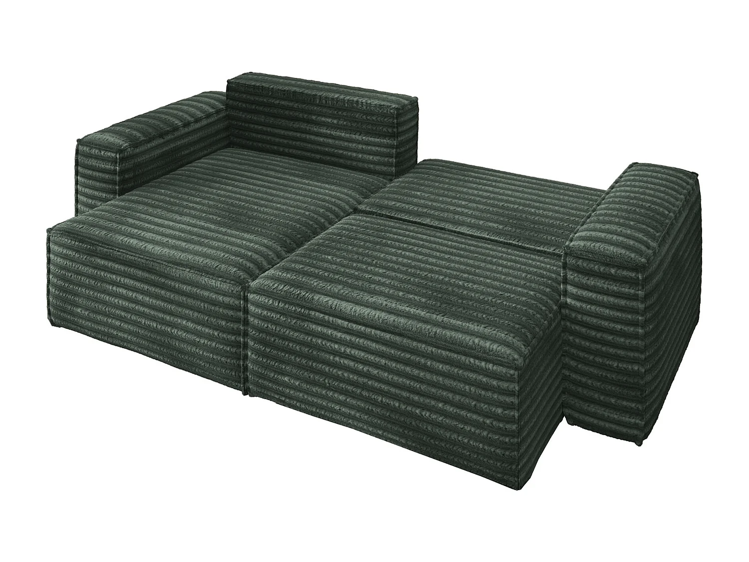 L-förmiges Bohoo-Ecksofa mit Schlaffunktion, Stoff Velo, Grün, Links