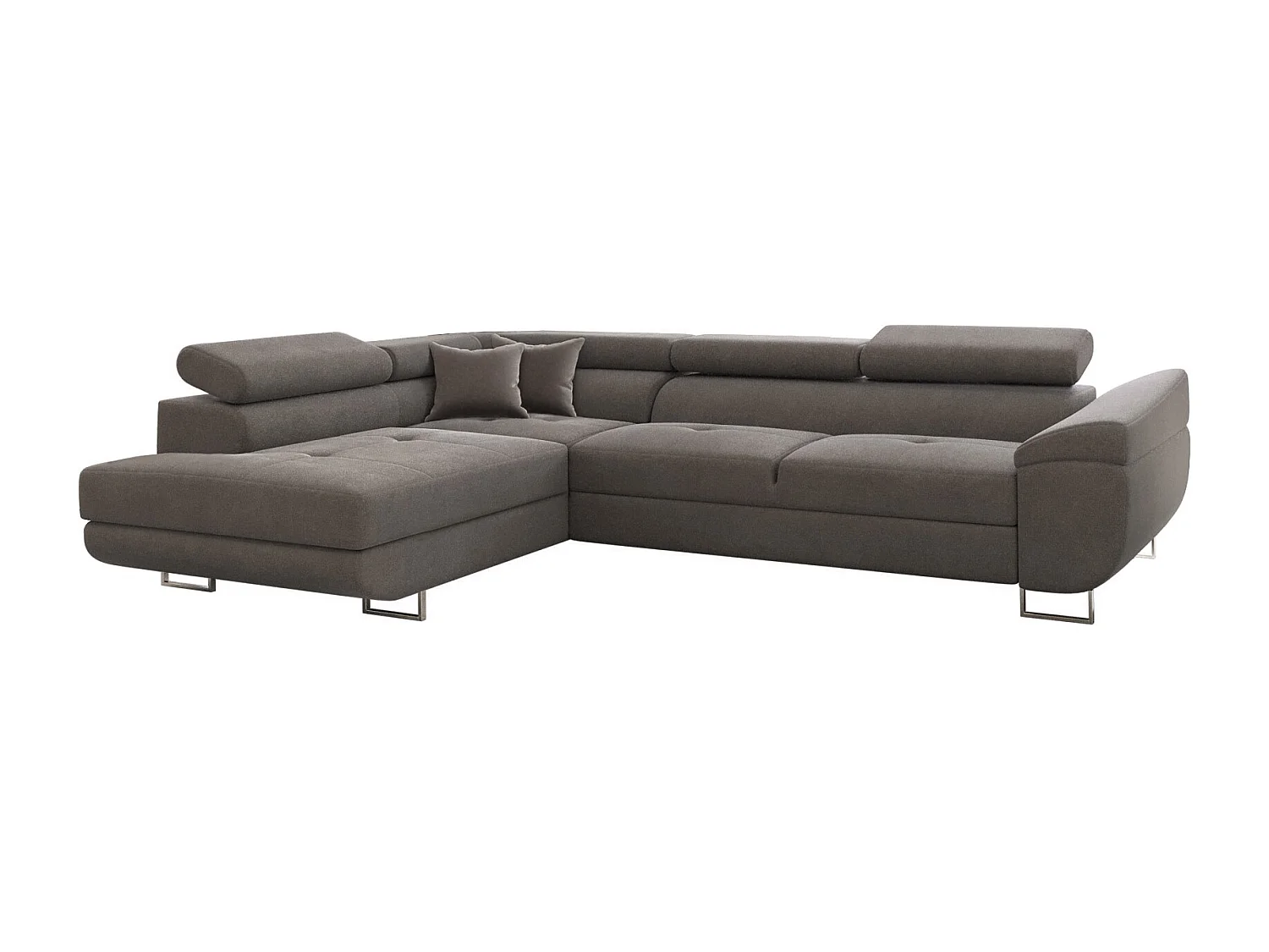 Canapé d'angle en L FALIO avec fonction couchage, tissu Noel, gris, gauche