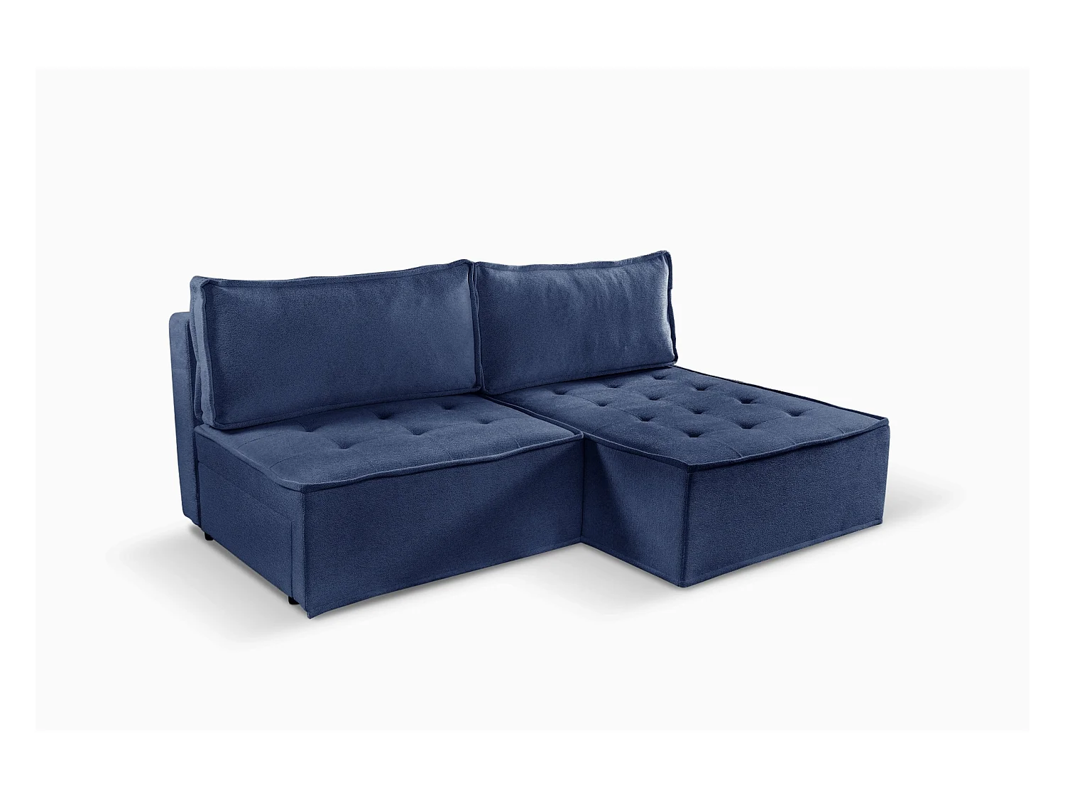 Canapé d'angle Bohoo Mini avec fonction couchage, tissu Raven, bleu, droit