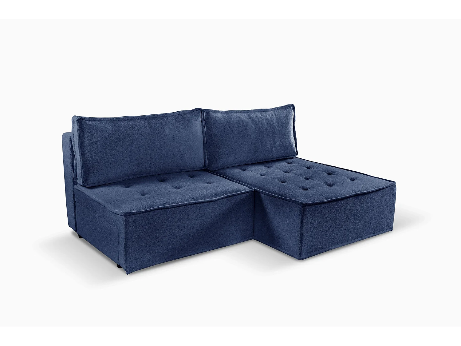 Canapé d'angle Bohoo Mini avec fonction couchage, tissu Raven, bleu, droit