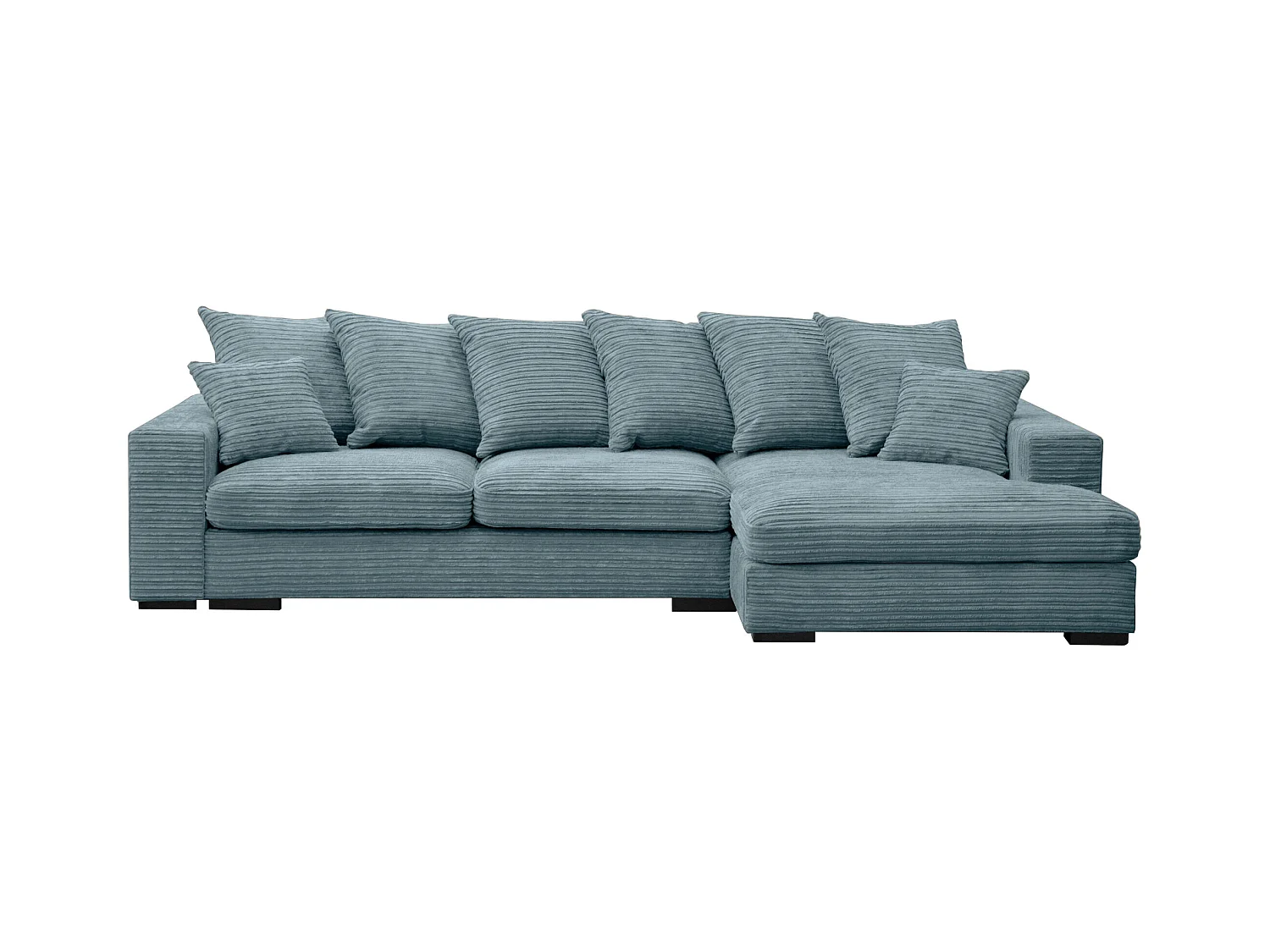 Canapé d'angle avec fonction couchage et coffre de lit, Canapé forme L, Canapé forme L tissu Gabon Zoom Bleu Clair Droite