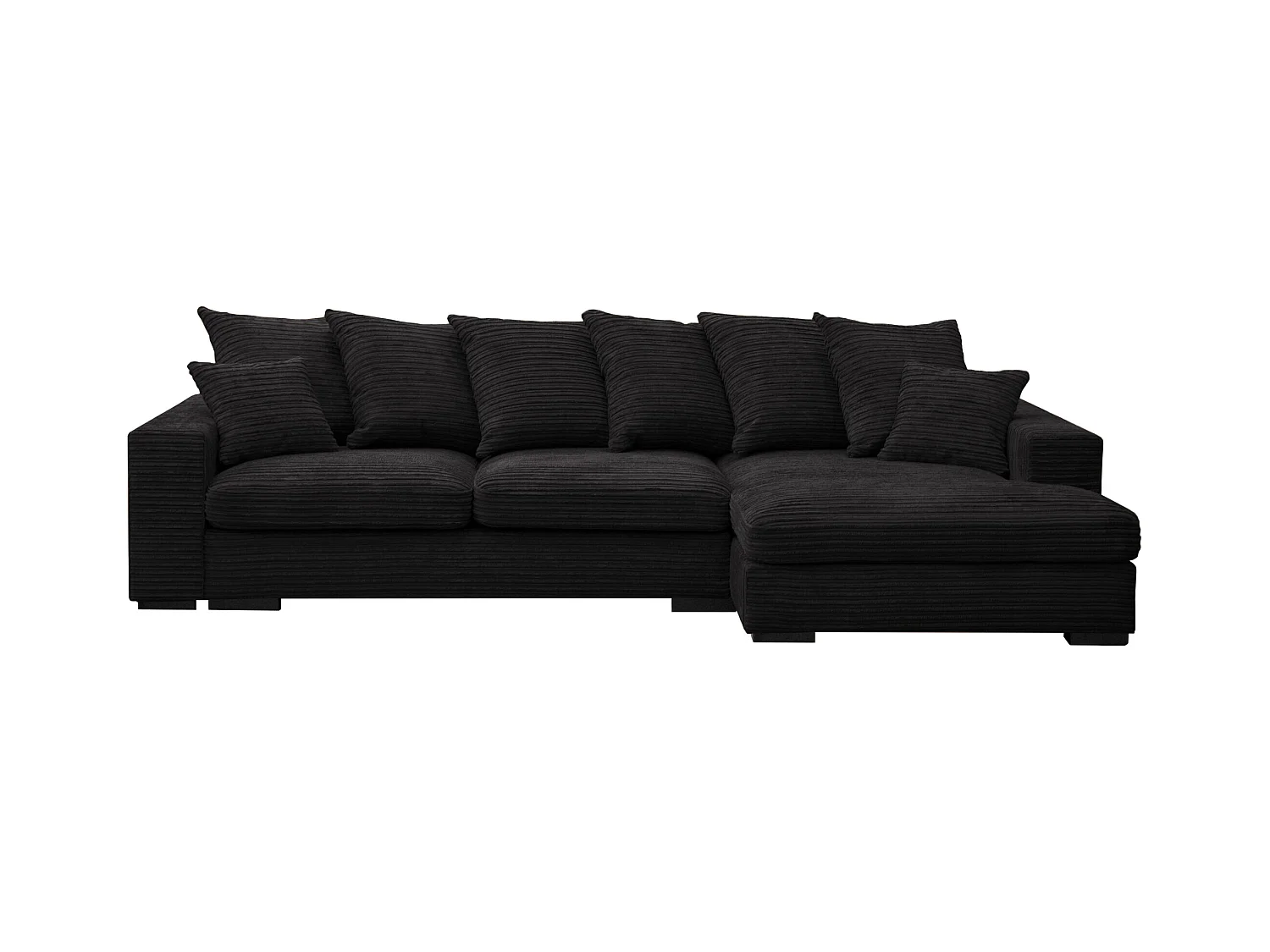 Canapé d'angle avec fonction couchage et coffre de lit, Canapé forme L, Canapé forme L tissu Gabon Zoom Noir Droite