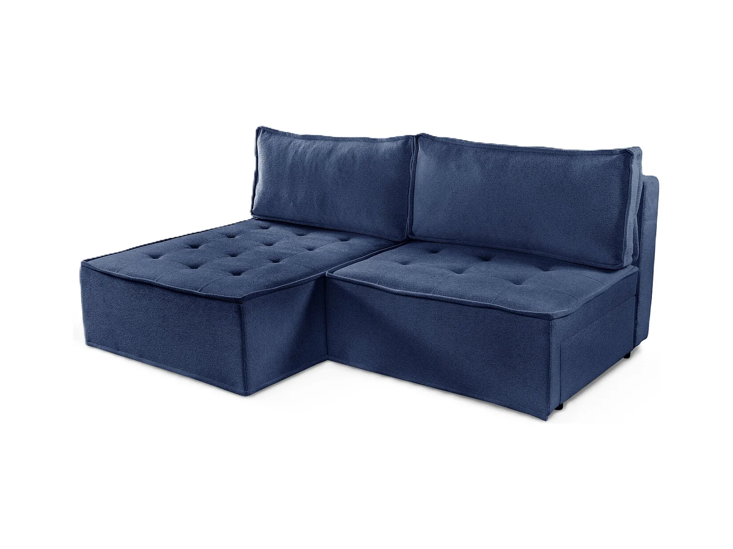 Bohoo Mini canapé d'angle avec fonction couchage, tissu Raven, bleu, gauche