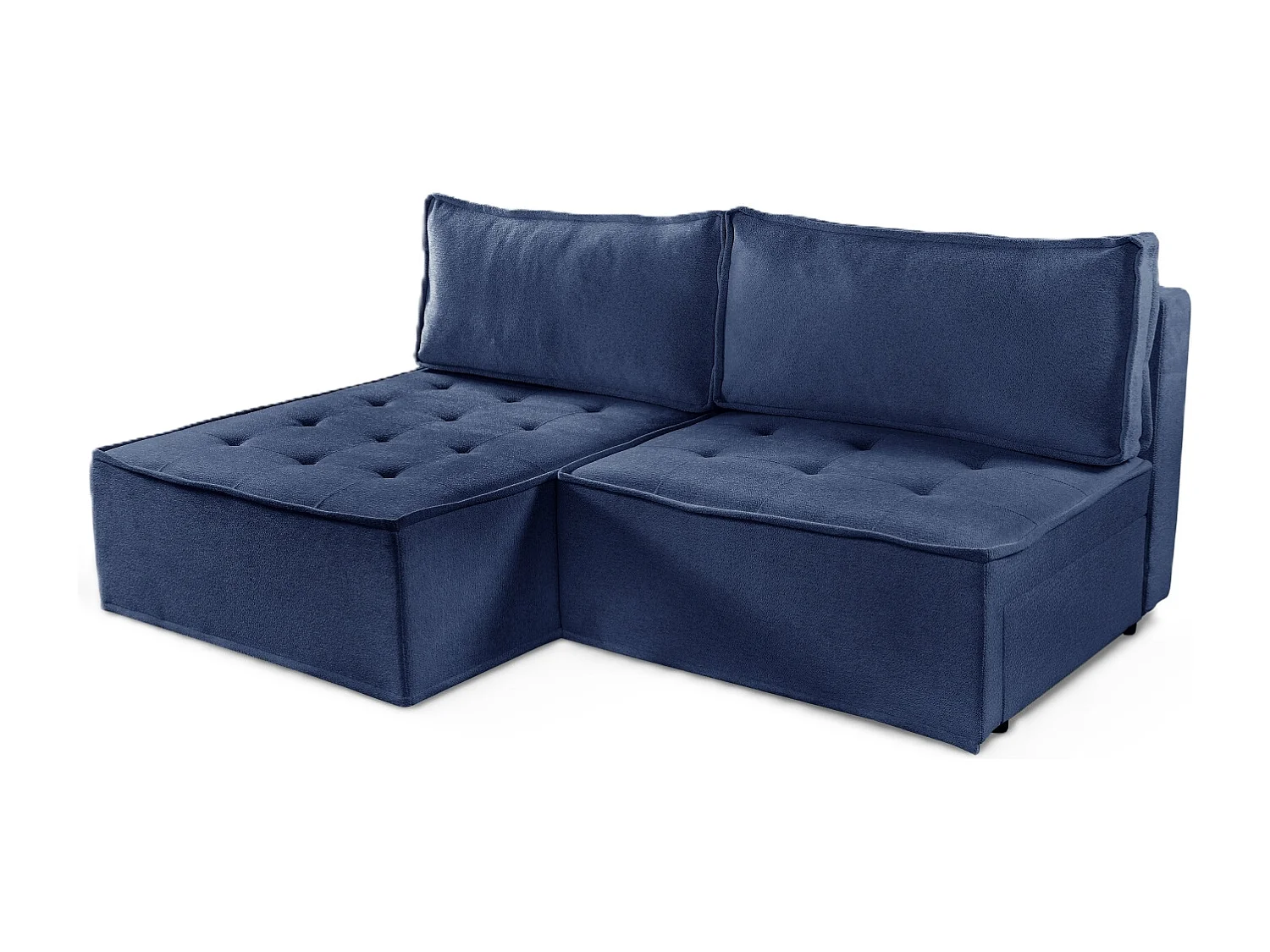 Bohoo Mini canapé d'angle avec fonction couchage, tissu Raven, bleu, gauche