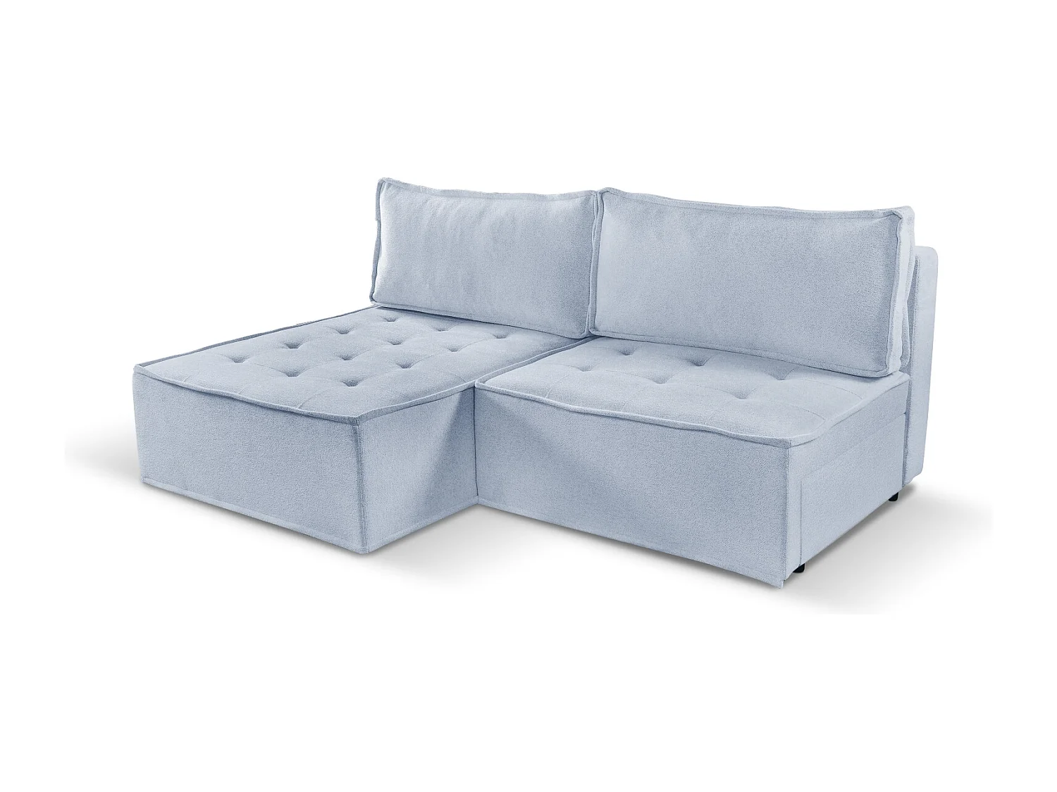 Canapé d'angle Bohoo Mini avec fonction couchage, tissu Raven, gris clair, gauche