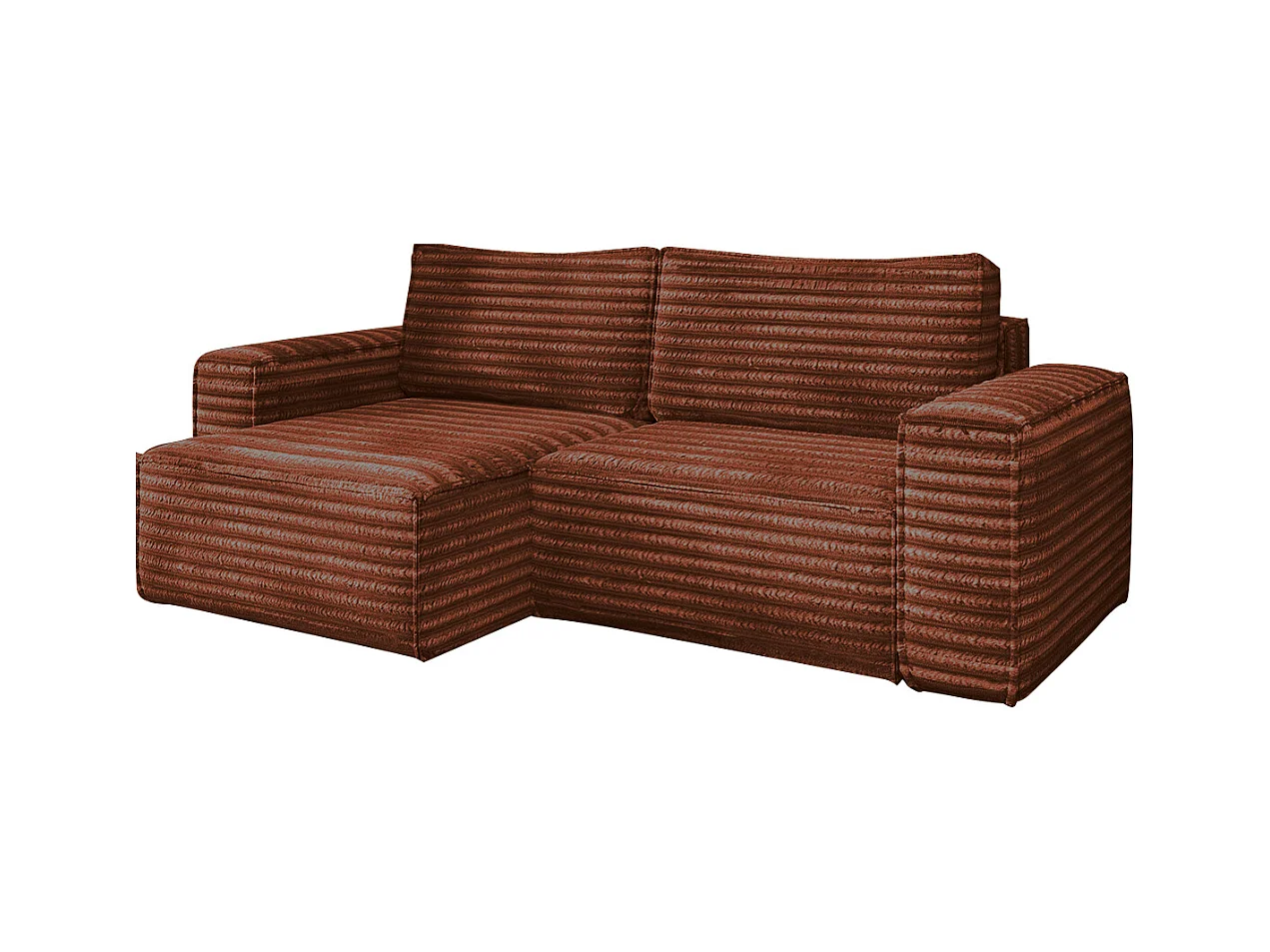 L-förmiges Bohoo-Ecksofa mit Schlaffunktion, Stoff Velo, Kupfer, Links