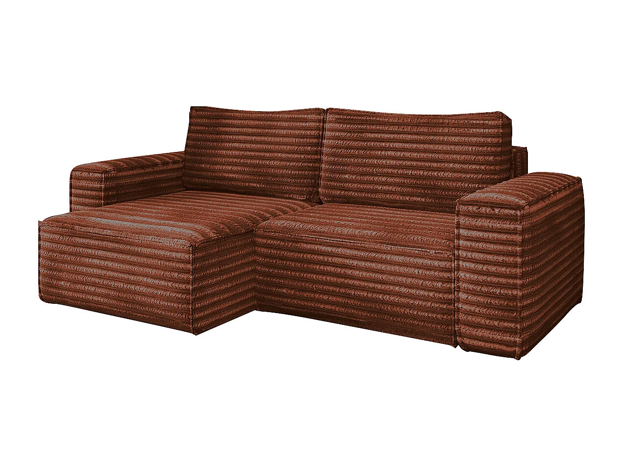 L-förmiges Bohoo-Ecksofa mit Schlaffunktion, Stoff Velo, Kupfer, Links