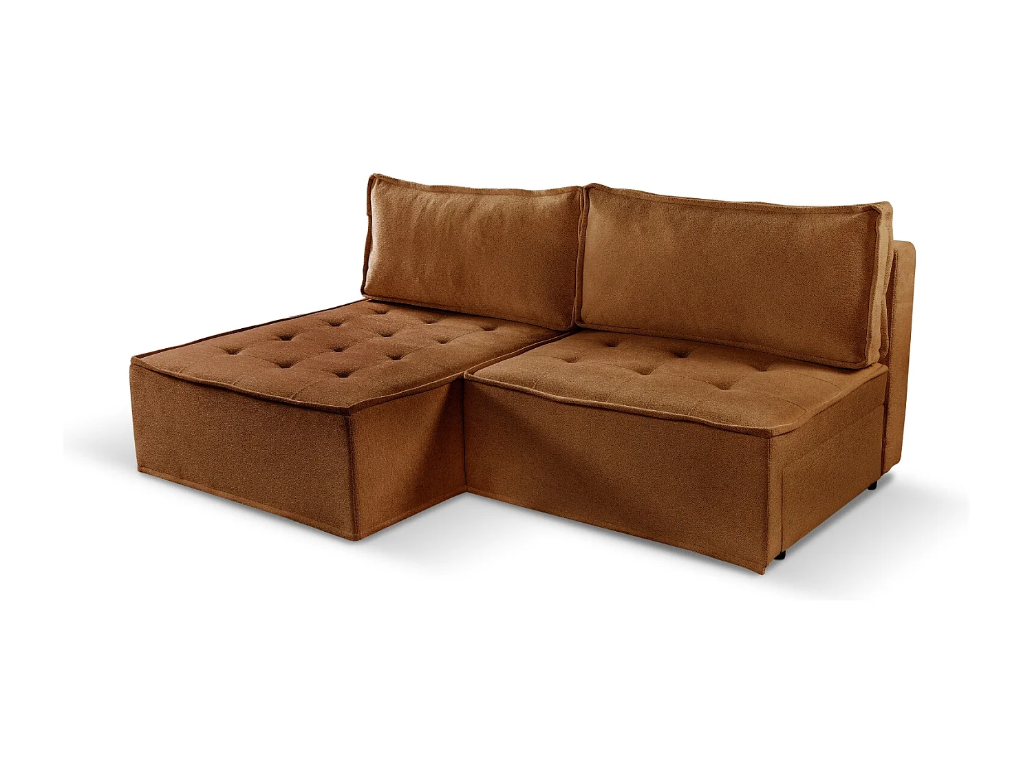 Bohoo Mini canapé d'angle avec fonction couchage, tissu Raven, brique, gauche