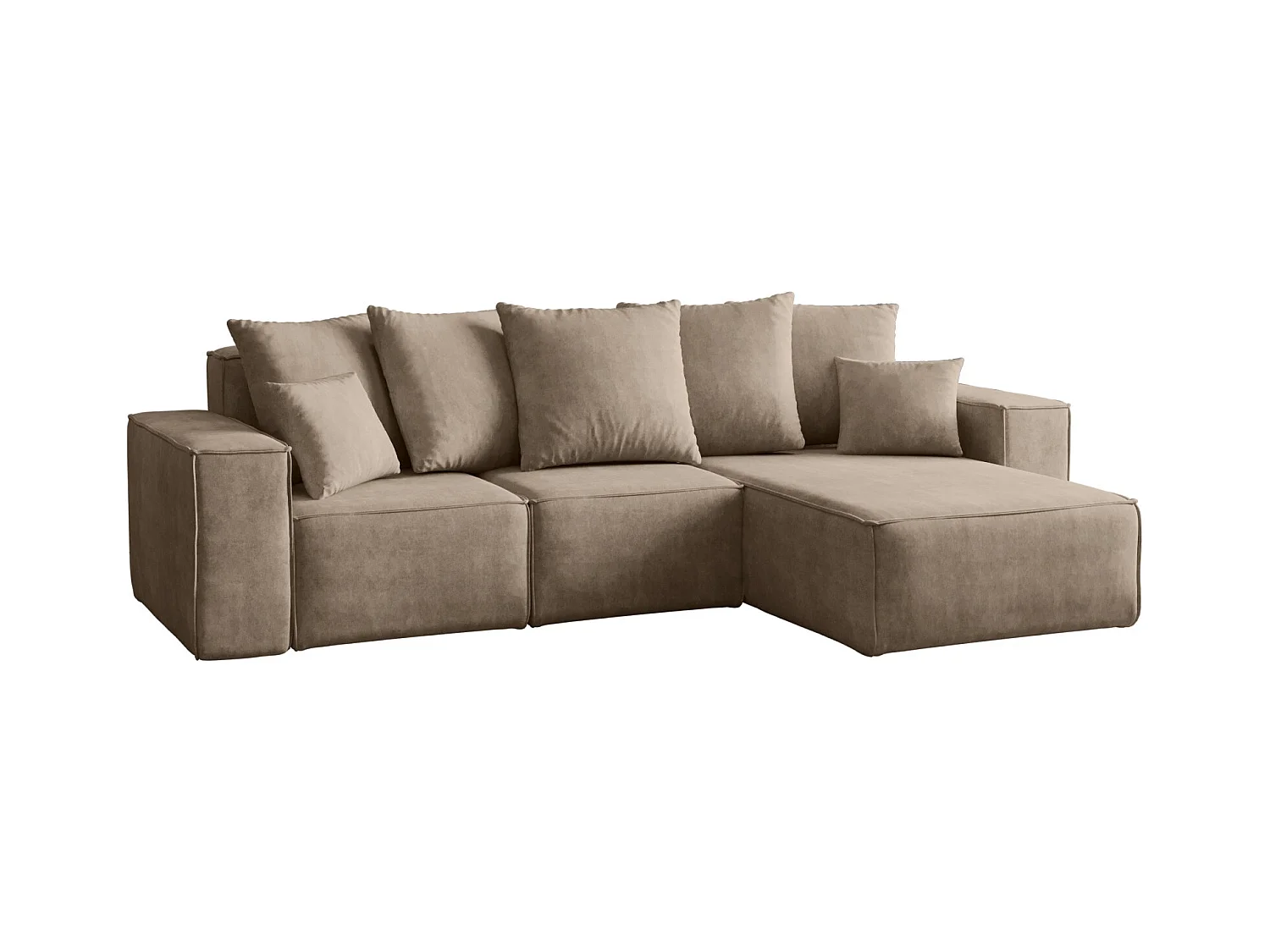 Canapé d'angle en L, collection premium ELLA, tissu Noel, beige, droit