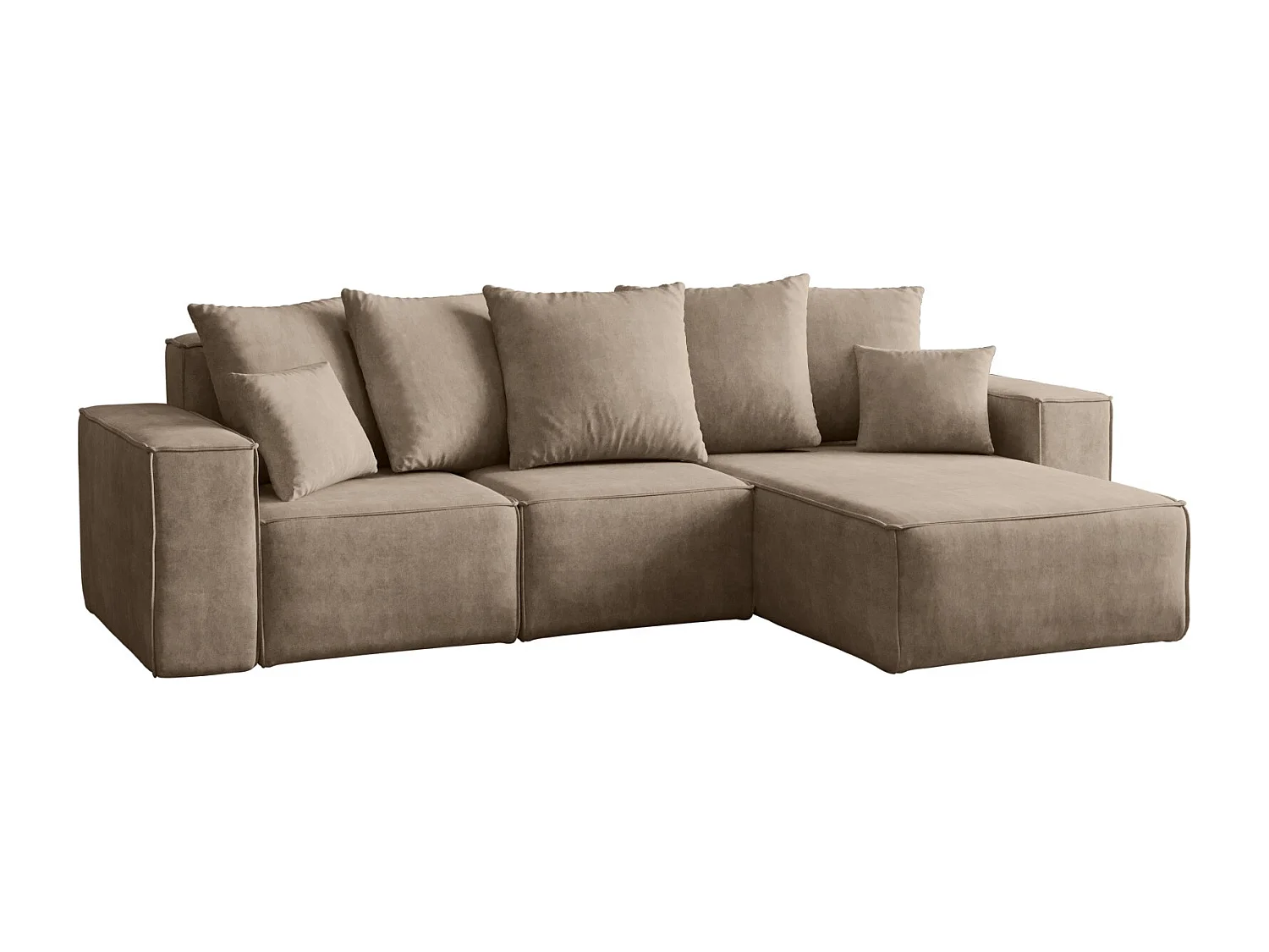 Canapé d'angle en L, collection premium ELLA, tissu Noel, beige, droit