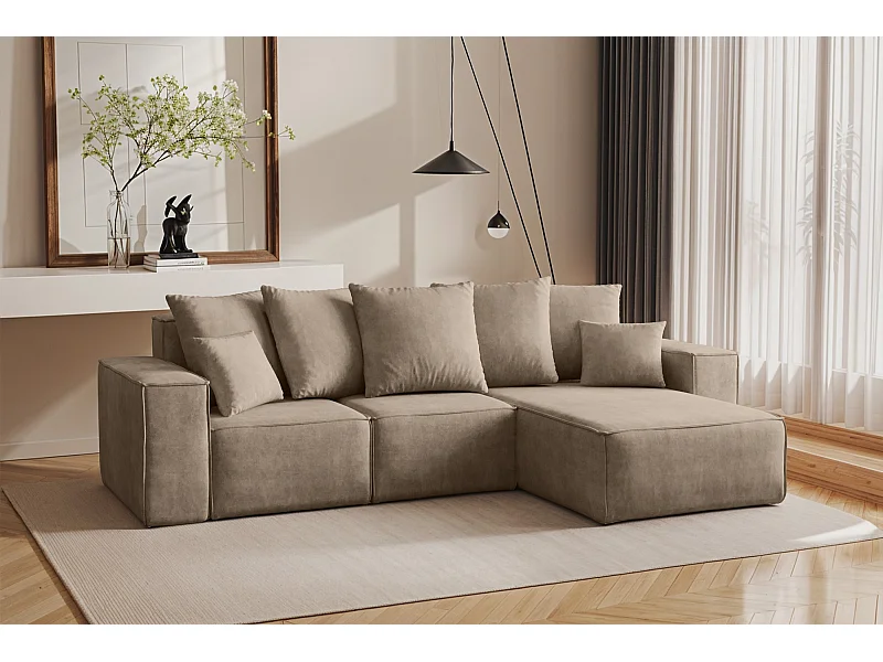 L-vormige hoekbank, premiumcollectie ELLA, stof Noel, beige, rechts