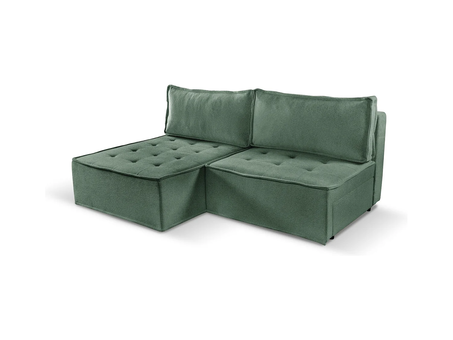 Bohoo Mini canapé d'angle avec fonction couchage, tissu Raven, vert clair, gauche