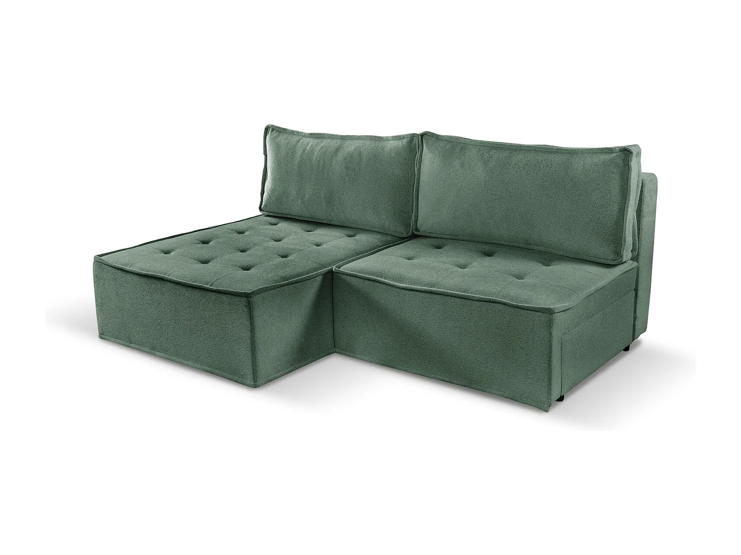 Bohoo Mini canapé d'angle avec fonction couchage, tissu Raven, vert clair, gauche