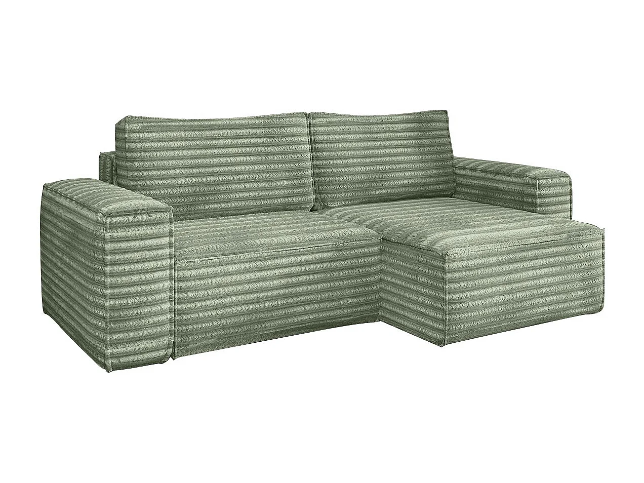 Bohoo L-vormige hoekbank met slaapbank, Velo stof, olijfgroen, rechts