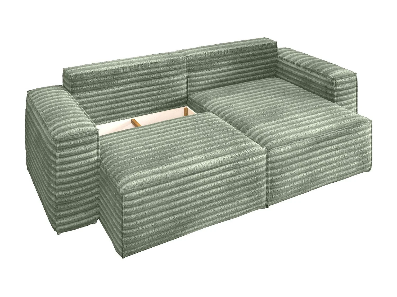 Bohoo L-vormige hoekbank met slaapbank, Velo stof, olijfgroen, rechts