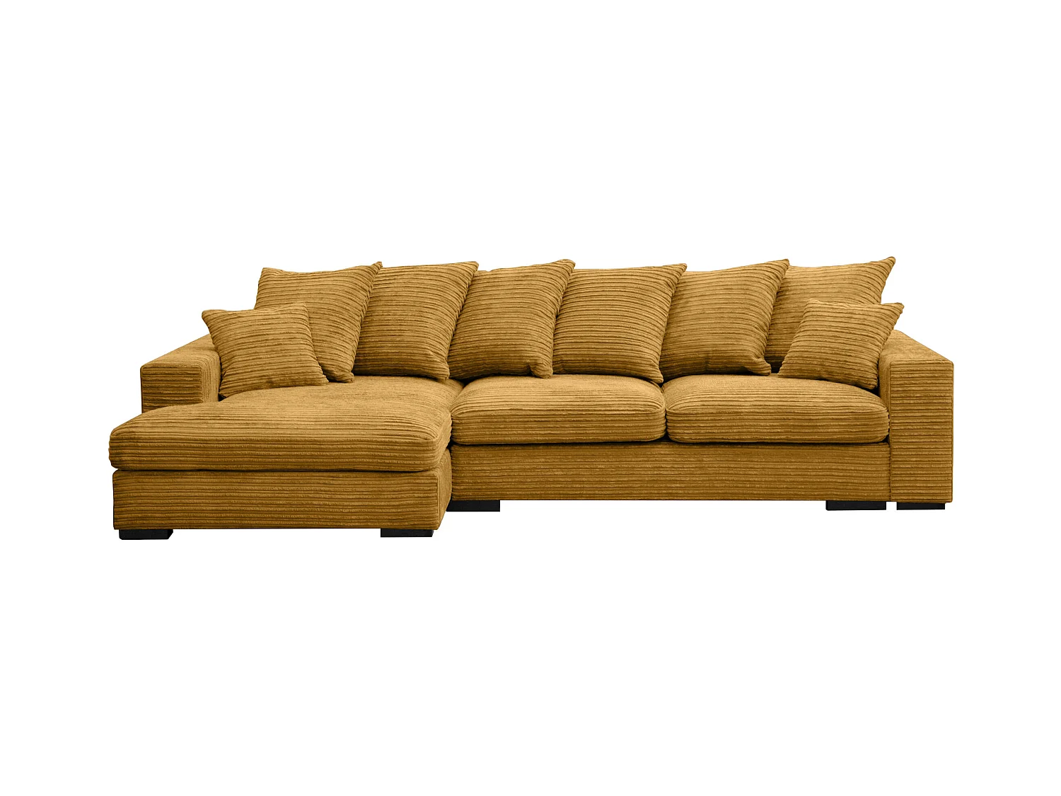 Canapé d'angle avec fonction couchage et coffre de lit, Canapé forme L, Canapé forme L tissu Gabon Zoom Jaune Gauche