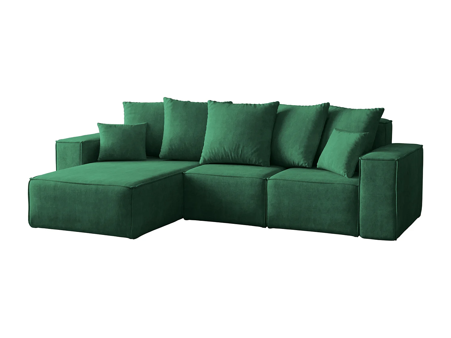 Canapé d'angle en L, collection premium ELLA, tissu Noel, vert, gauche