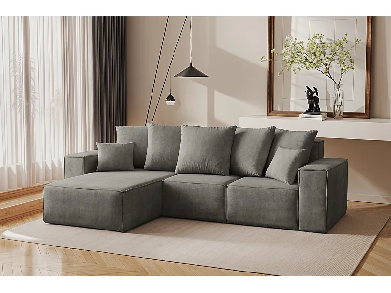 Ecksofa L-Form, Premium Kollektion ELLA, Stoff Noel, Grau, Links