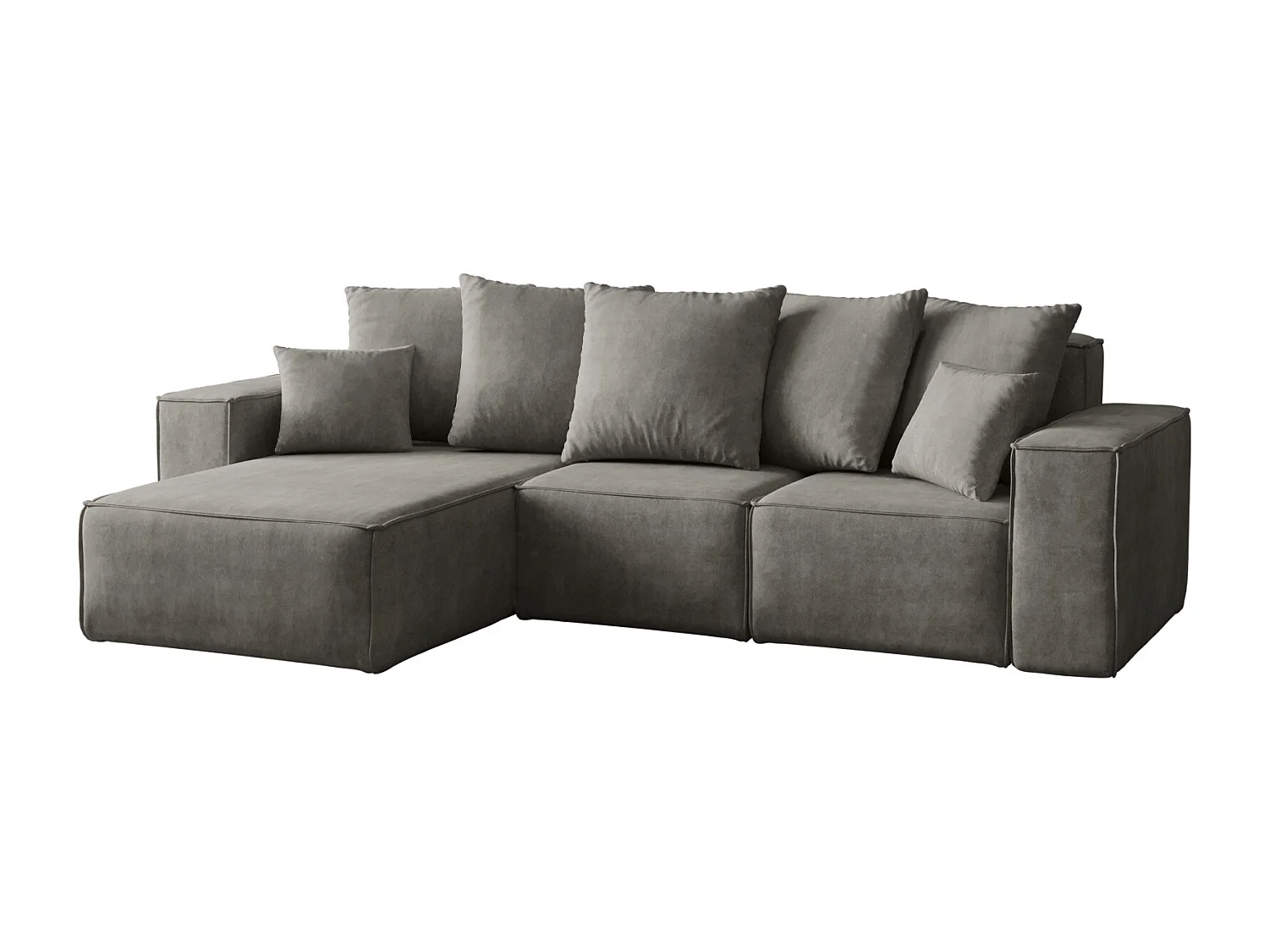 Divano angolare a L, Collezione Premium ELLA, tessuto Noel, grigio, sinistro