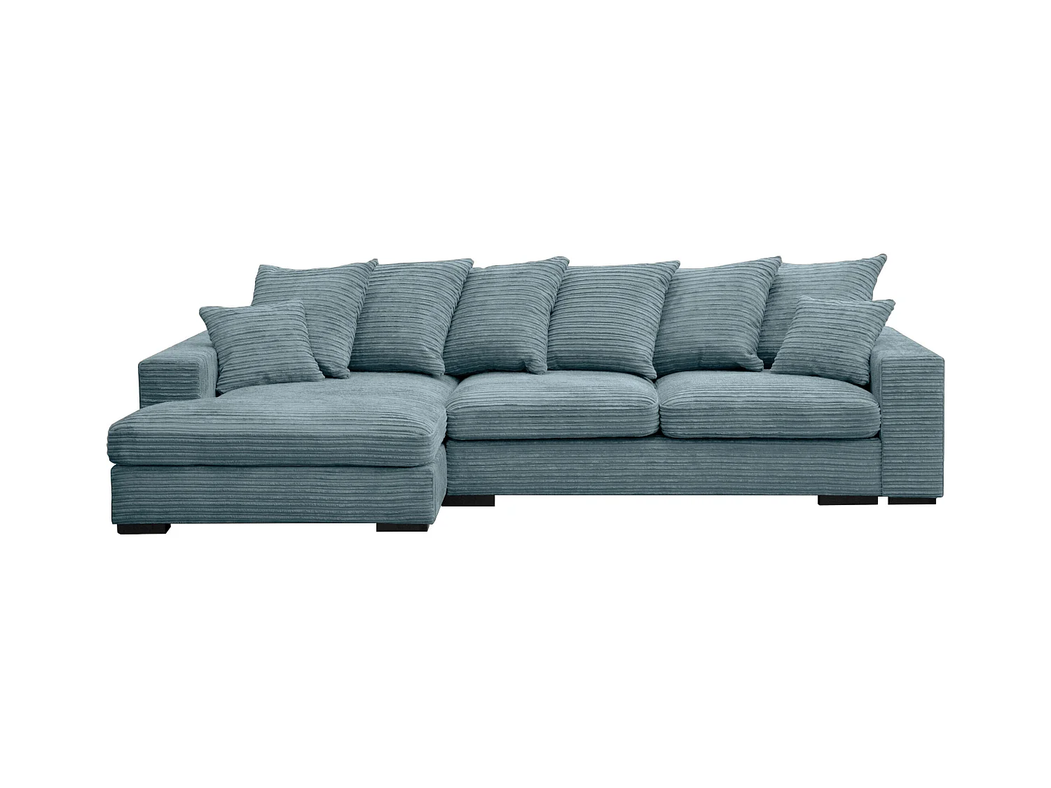 Canapé d'angle avec fonction couchage et coffre de lit, Canapé forme L, Canapé forme L tissu Gabon Zoom Bleu clair Gauche