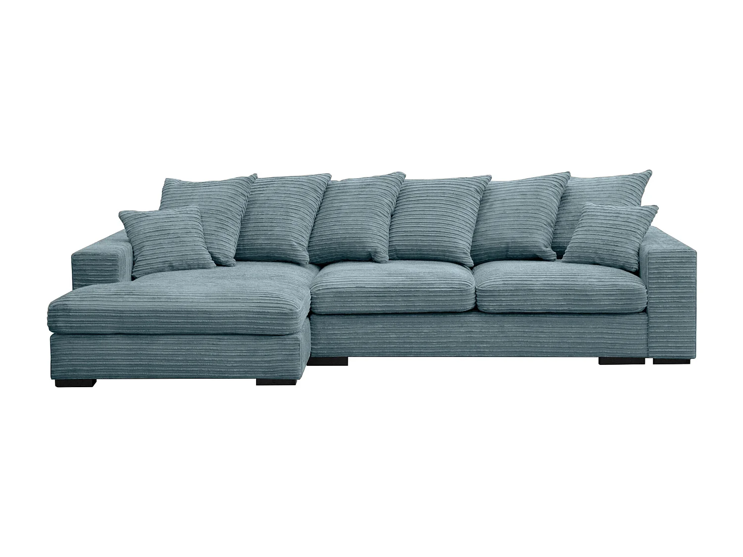 Canapé d'angle avec fonction couchage et coffre de lit, Canapé forme L, Canapé forme L tissu Gabon Zoom Bleu clair Gauche