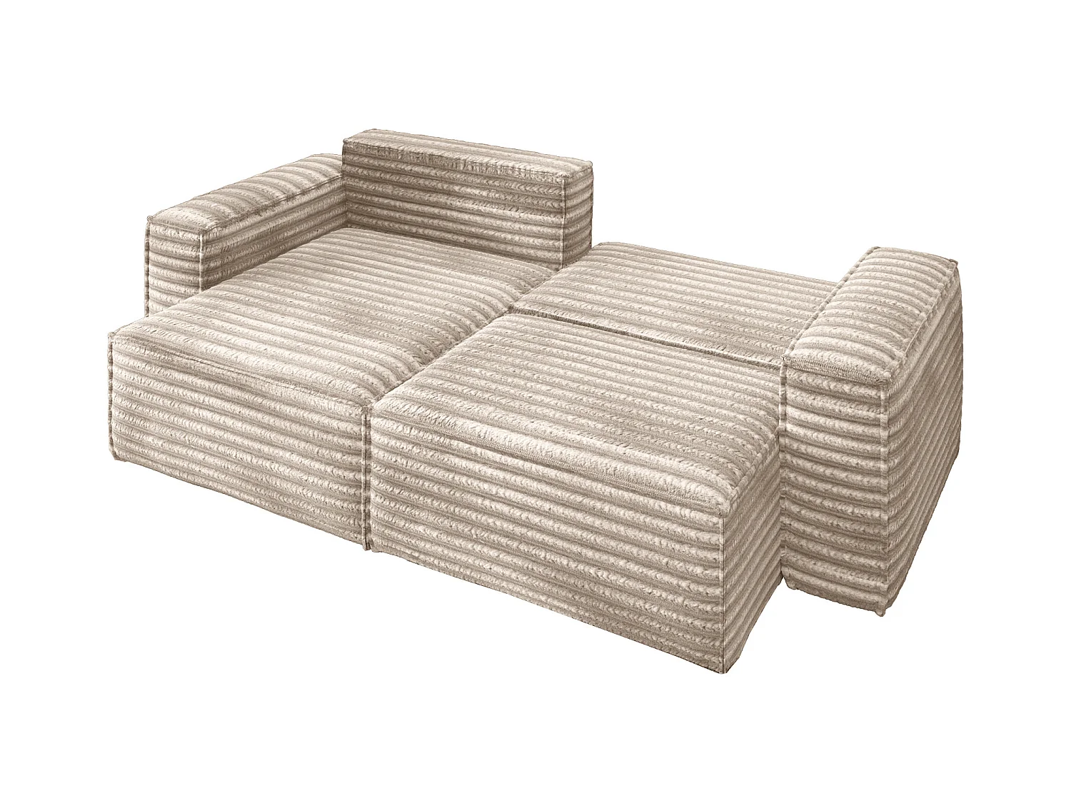 L-förmiges Bohoo-Ecksofa mit Schlaffunktion, Stoff Velo, Beige, Links