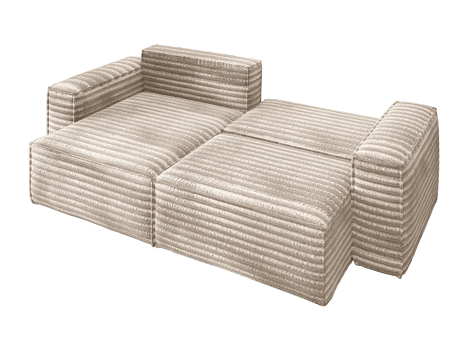L-förmiges Bohoo-Ecksofa mit Schlaffunktion, Stoff Velo, Beige, Links