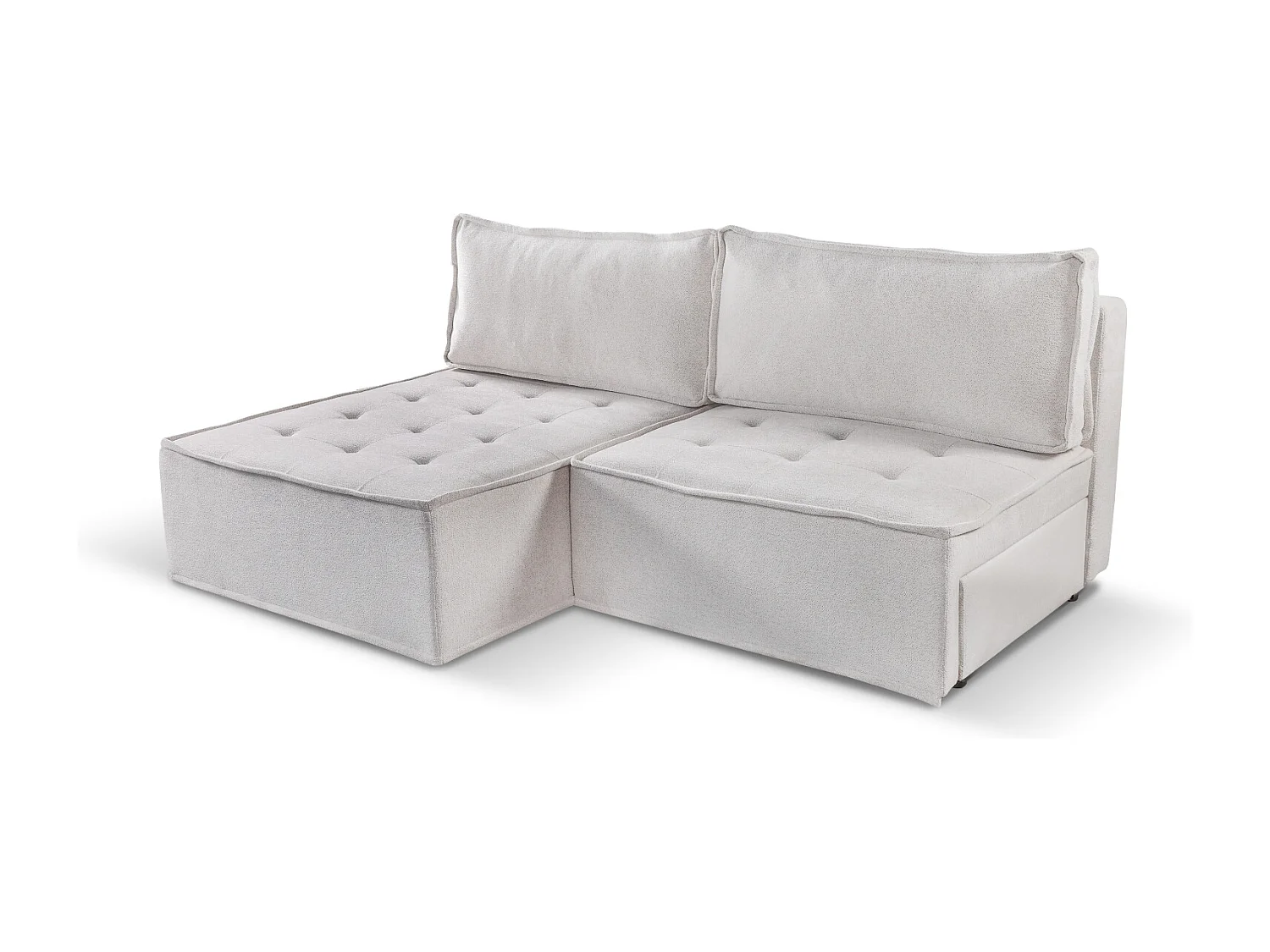 Canapé d'angle Bohoo Mini avec fonction couchage, tissu Raven, beige clair, gauche