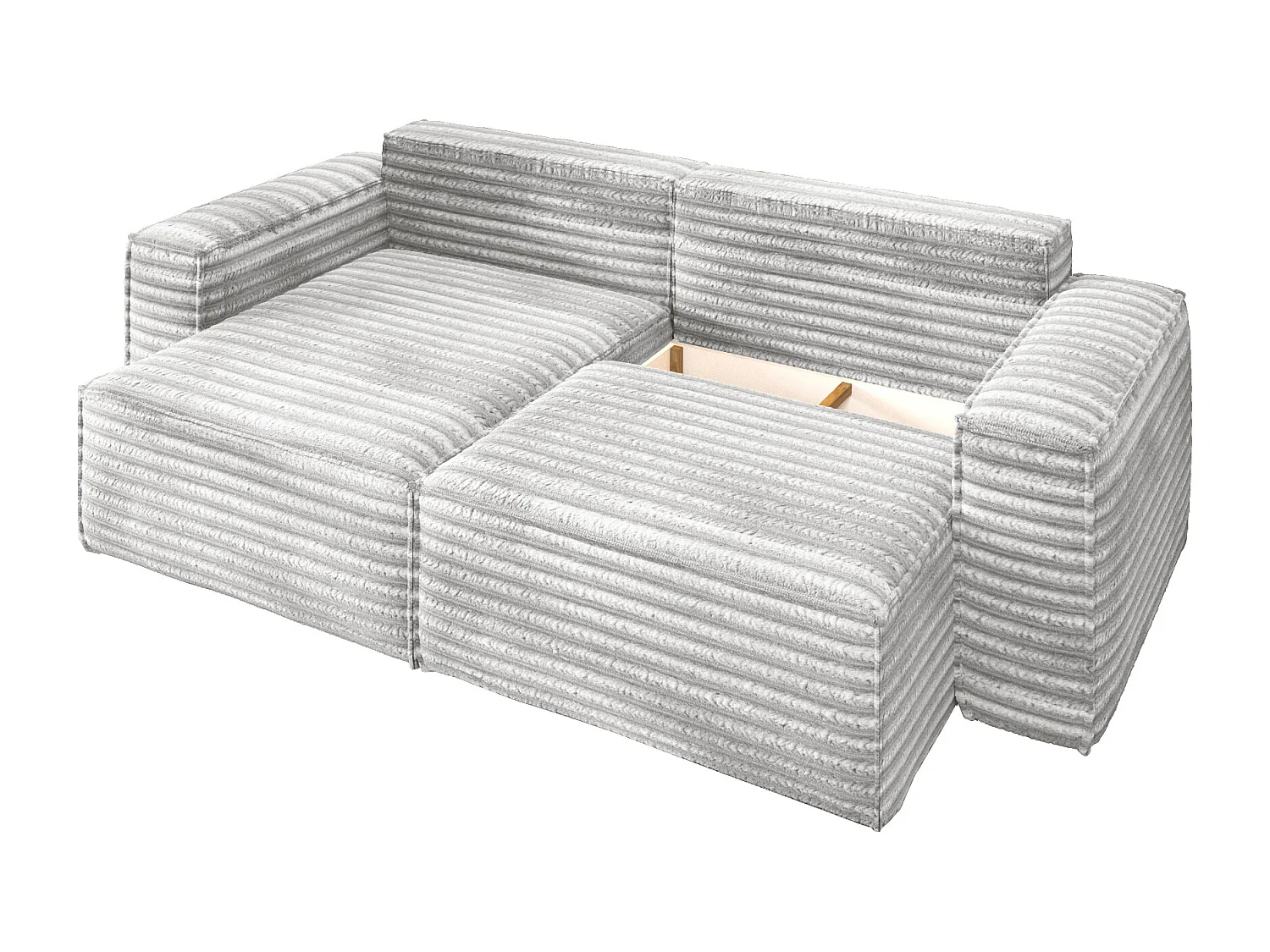 L-förmiges Bohoo-Ecksofa mit Schlaffunktion, Stoff Velo, Hellgrau, Links