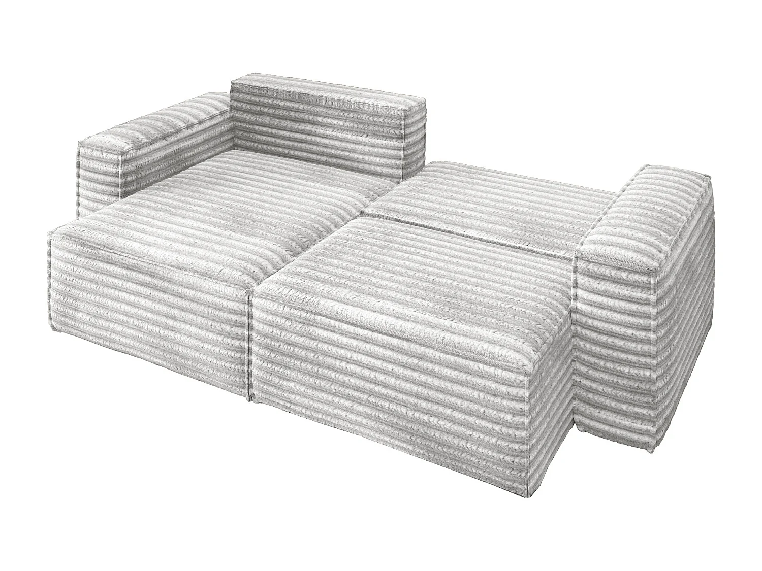 L-förmiges Bohoo-Ecksofa mit Schlaffunktion, Stoff Velo, Hellgrau, Links