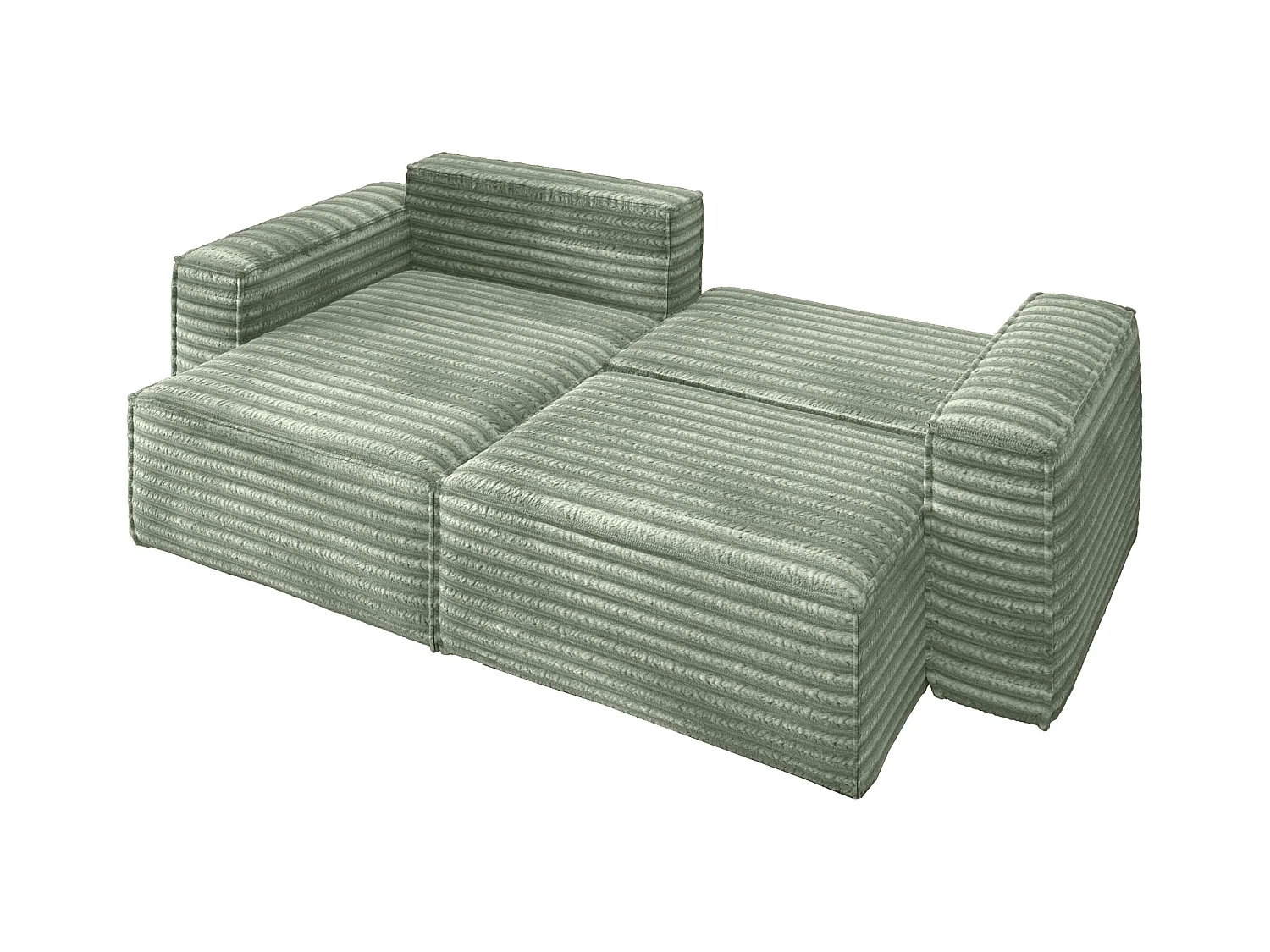 L-förmiges Bohoo-Ecksofa mit Schlaffunktion, Stoff Velo, Olive, Links