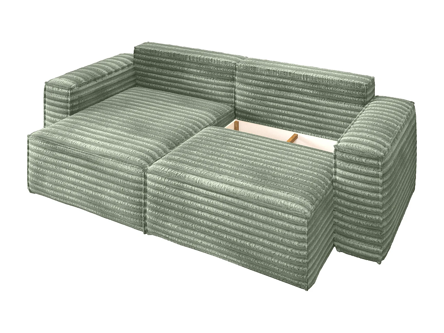 L-förmiges Bohoo-Ecksofa mit Schlaffunktion, Stoff Velo, Olive, Links