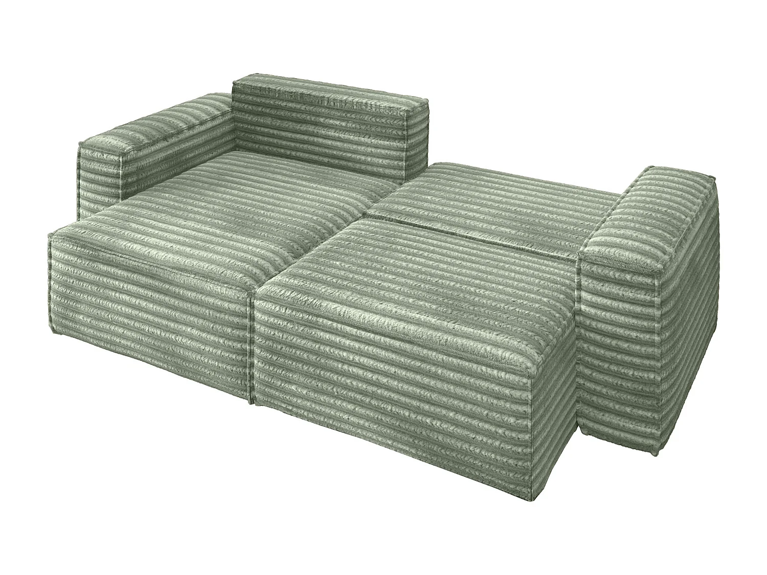 L-förmiges Bohoo-Ecksofa mit Schlaffunktion, Stoff Velo, Olive, Links