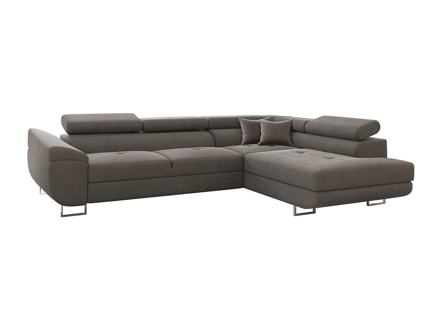 Divano angolare FALIO a L con funzione letto, tessuto Noel, grigio, destra