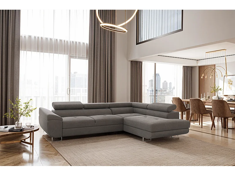 Ecksofa FALIO L-Form mit Schlaffunktion, Stoff Noel, Grau, Rechts