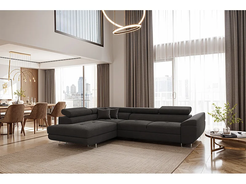 Ecksofa FALIO L-Form mit Schlaffunktion, Stoff Noel, Graphit, Links