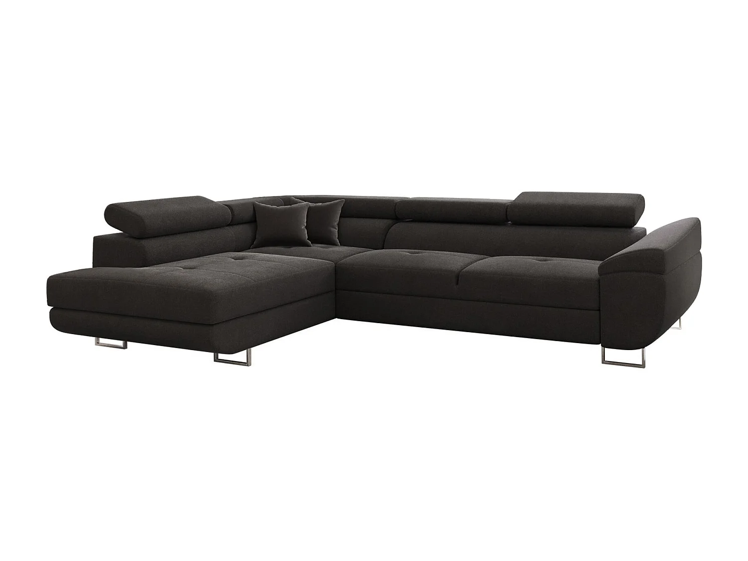 Divano angolare FALIO a L con funzione letto, tessuto Noel, grafite, sinistro